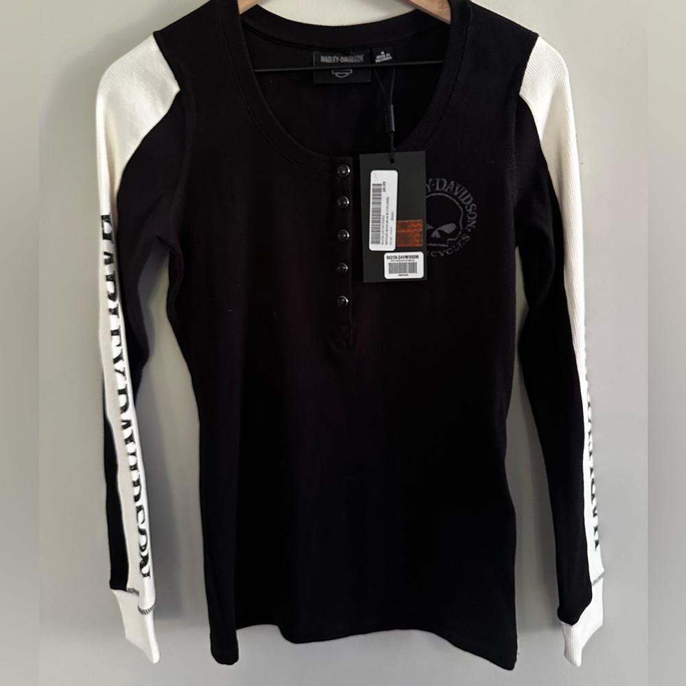 NWT Harley-Davidson Women's HD Williams G Skull Snap Front Henley - Picture 7 of 9